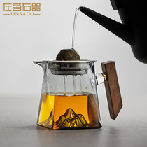 Left Tea Right Instrumental Small Green Mandarin Special Bubble Teapot Home Heat Resistant Glass Punching Tea Machine Tea Leakage Integrated Filter Tea Leaf