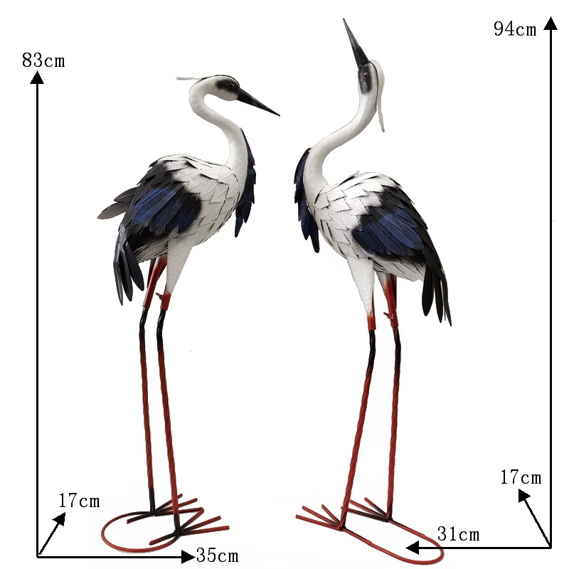 户外庭院铁艺工艺品花园草地摆件白鹭一对装落地式民宿寺庙装饰 - 图3