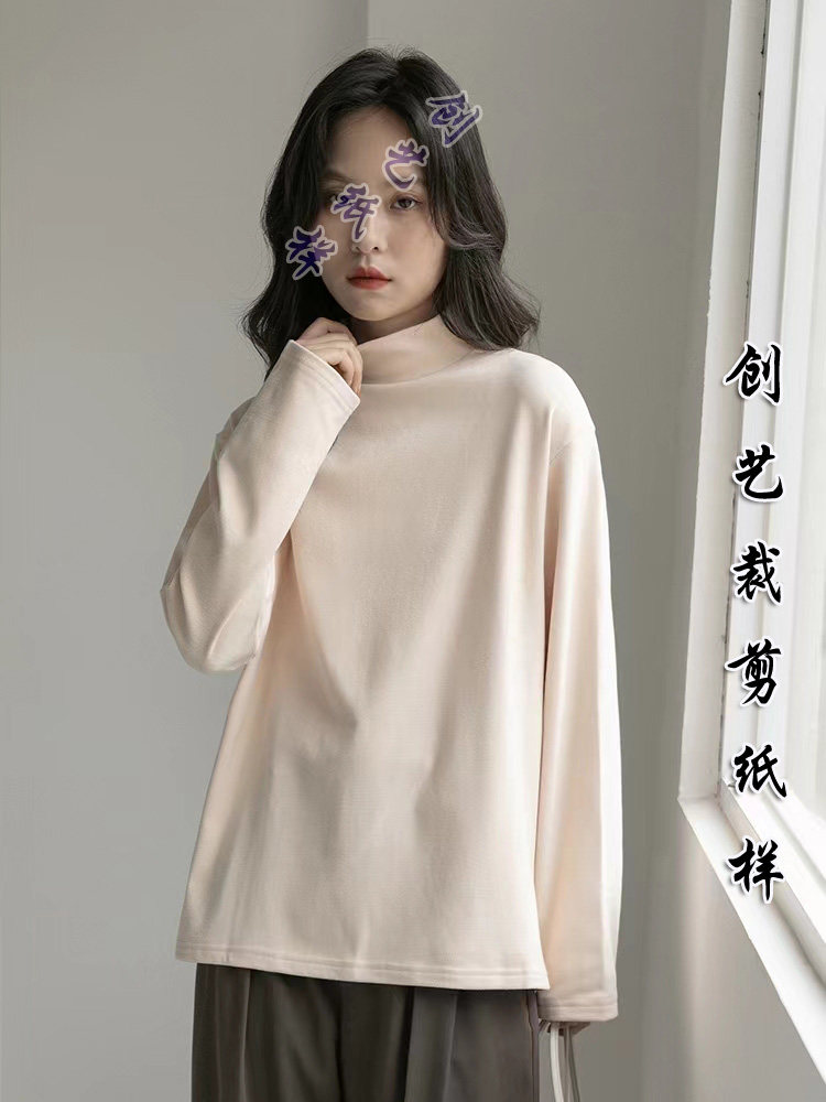 裁剪纸样 N116半高领德绒打底衫女春新款宽松内搭长袖T恤女装打版,淘宝优惠券,粉丝福利购,淘宝优惠卷
