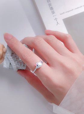 2020年鼠年纯银戒指女韩版清新