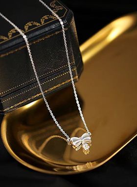 蝴蝶结风铃项链女小众设计颈链2025新款爆款轻奢锁骨链