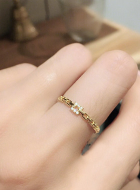 链条设计感戒指百搭日韩纤细INS