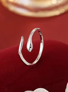蛇形戒指女生2025年小众设计感本命年灵蛇食指戒生肖蛇指环