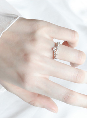 皇冠纯银戒指锆石水钻港风