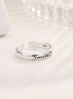 纯银微笑单身风复古尾戒