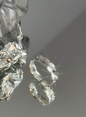 冷淡风鱼鳞圆片戒指女简约小众设计高级感食指戒开口手饰可调节