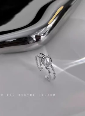 925银双层戒指ins潮小众设计时尚个性新款素圈指环自律级感百搭