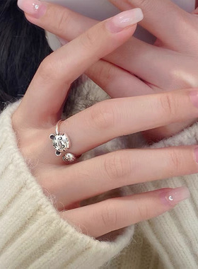复古小老虎戒指女感简约小众开口可爱ins潮个性冷淡风戒指女