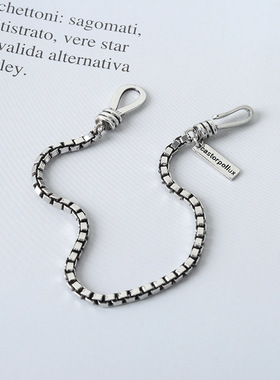 时尚风ins复古做旧银饰品盒子链