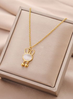 锁骨链甜小兔子美猫眼石可爱项链
