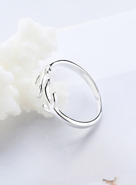 日韩风鹿角树枝礼物关节食指环