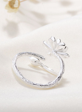 纯银饰品唯美风手工开口戒指