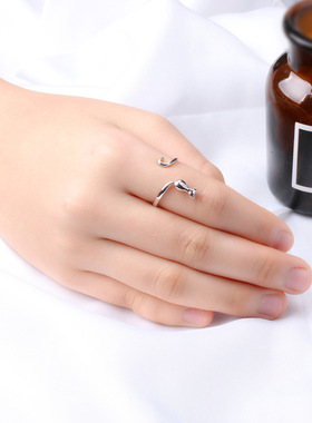 韩国喵星人月亮猫咪食指饰品尾戒