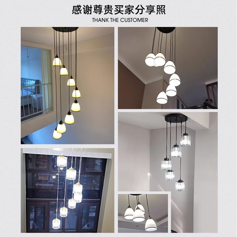 楼梯吊灯创意轻奢别墅跃层loft公寓复式楼客厅大吊灯葫芦长线灯饰,淘宝优惠券,粉丝福利购,淘宝优惠卷