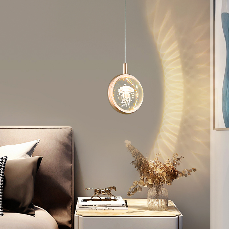 主卧卧室床头吊灯简约现代创意水晶水母网红艺术氛围长线小吊灯具,淘宝优惠券,粉丝福利购,淘宝优惠卷