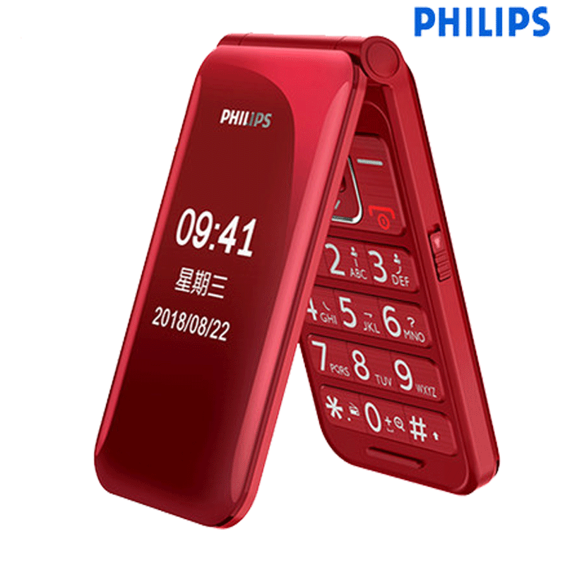 Philips/飞利浦 E533翻盖老年老人手机侧面手电筒按键老人机E6615