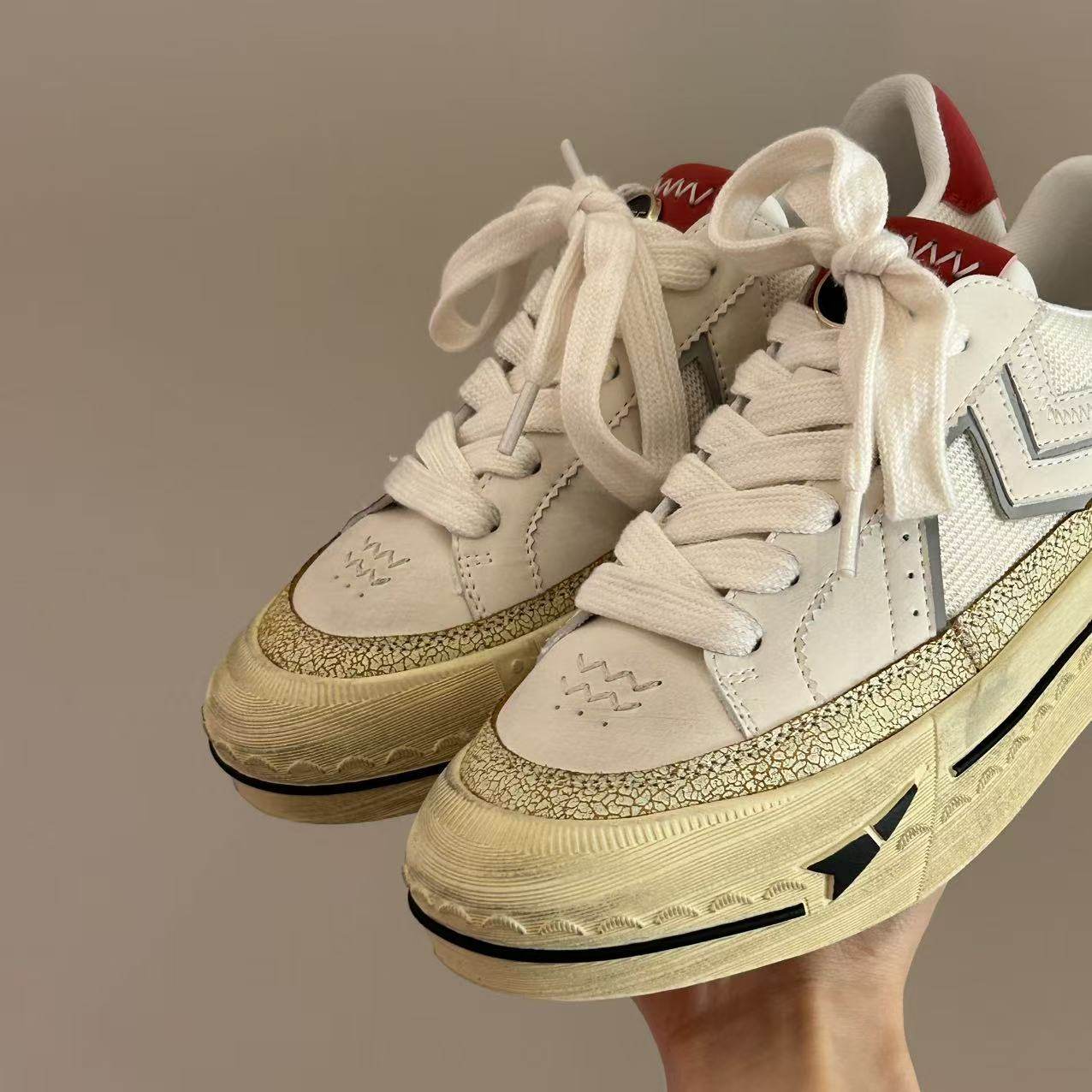 H55女鞋白昼2026春季新款港风休闲百搭美式复古做旧厚底脏脏板鞋,淘宝优惠券,粉丝福利购,淘宝优惠卷