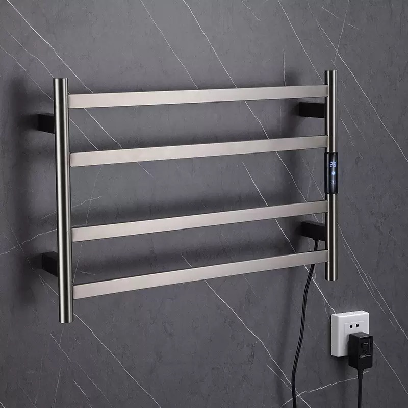 德国智能电热毛巾架新款家用卫生间烘干架加热免打碳纤维置物架 - 图0