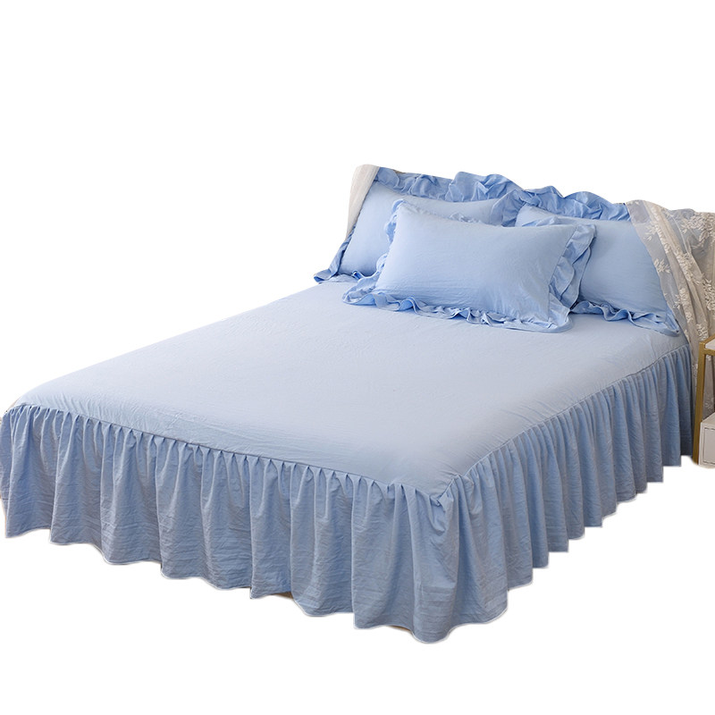 韩式纯色床裙单件公主风水洗棉防滑床套床单单人双人床罩,淘宝优惠券,粉丝福利购,淘宝优惠卷