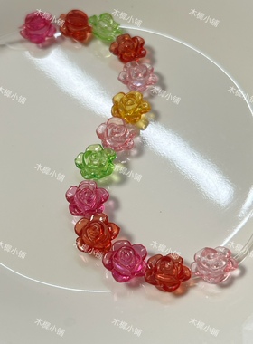 160颗diy儿童手链手串珠糖果色项链蝴蝶梅花混装手机链配件材料包