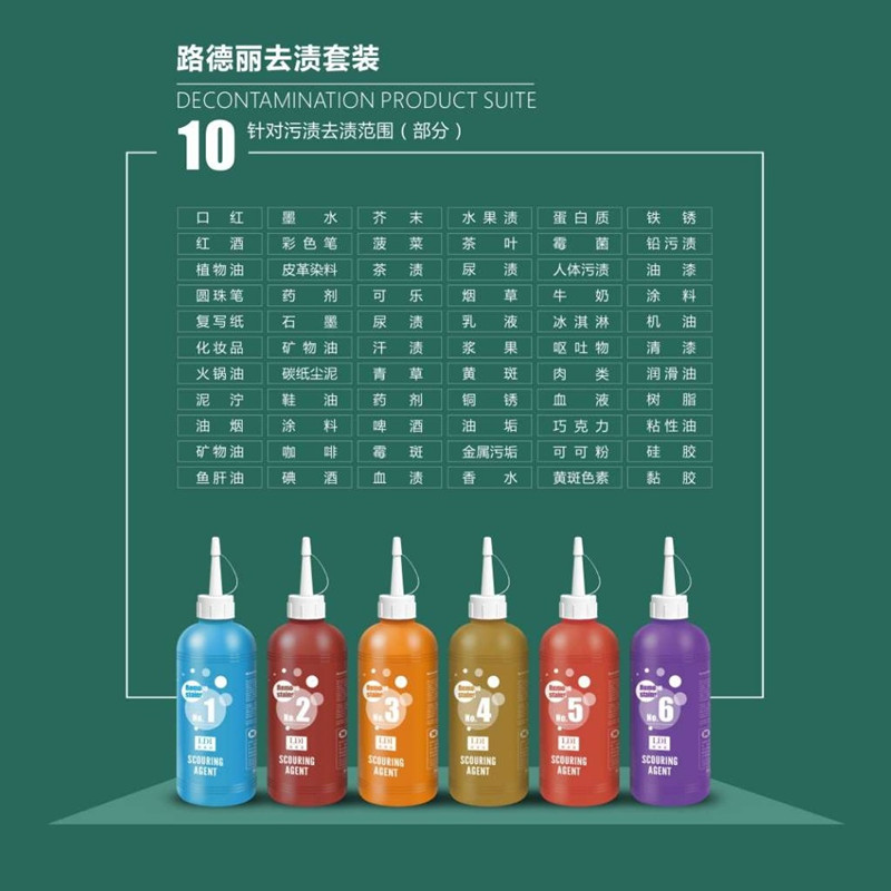 直销包邮上海路德丽凡远去渍剂6件套装去油血渍墨胶黄斑特殊污渍 - 图0