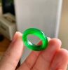 Natural Burmese jade ring tail ring A goods ice species imperial green sun green ring jade emerald jade ring certificate
