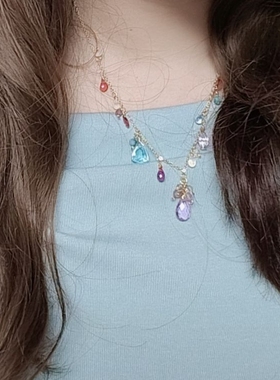 多色彩宝天然水晶轻奢小众项链