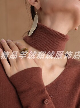 黑色羊绒高领套头护颈毛线围巾