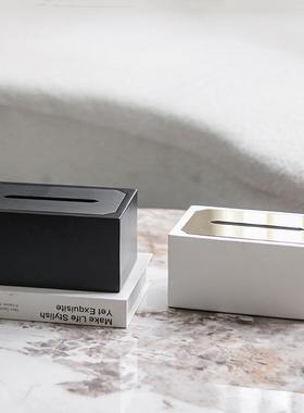 长简约现代属抽纸盒摆件样板酒房店XRF餐厅方形纸巾盒桌面金软装