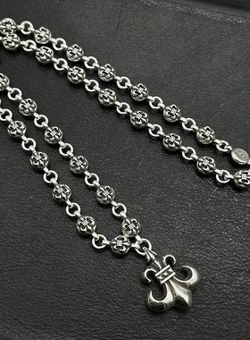 CH克罗伈个性船锚童军花复古十字架男女款项链情侣嘻哈潮毛卫衣链