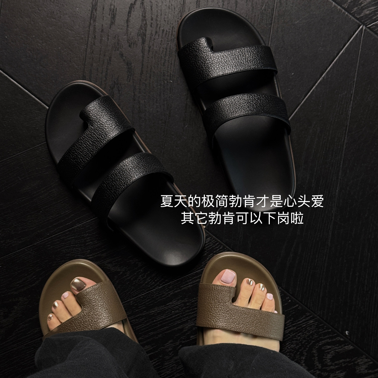 CHU楚妞头层牛皮荔枝纹女式夹趾拖鞋夏季新款一字平底凉鞋,淘宝优惠券,粉丝福利购,淘宝优惠卷