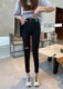 Lily 9639 denim ripped pencil pants for women spring new high-waist elastic slimming pencil pants