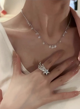 s925锁骨链重工纯银项链满天星