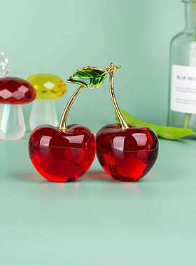 淄博琉璃摆件 ins极简风爱玄关仿真水果樱桃婚庆喜庆装饰品小摆饰