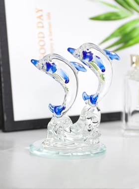 琉璃可爱小海豚动物摆件 ins风儿童卧室床头柜摆件夜摊旅游纪念品