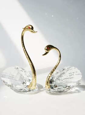 ins风水晶天鹅摆件轻奢高档客厅玄关电视柜酒柜创意家居装饰品