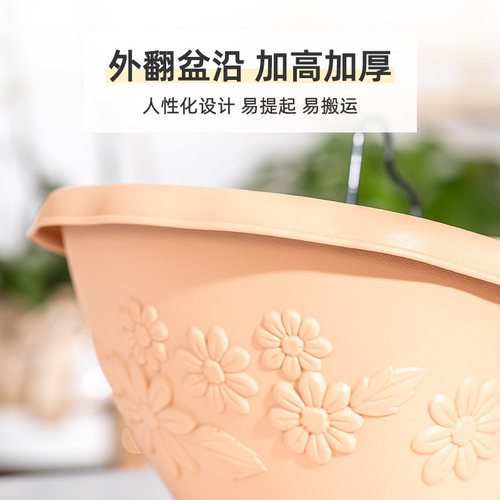 爱丽思IRIS花型纹壁挂花盆加厚半圆挂墙塑料带挂钩多肉吊兰爱丽丝 - 图1