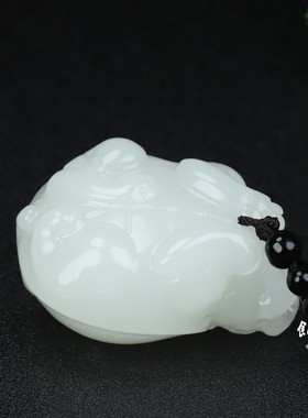 和田玉白玉龙龟手把件
