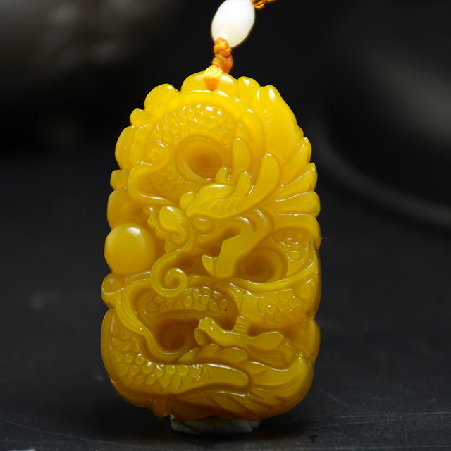 Natural yellow dragon jade dragon brand pendant topaz jade zodiac dragon