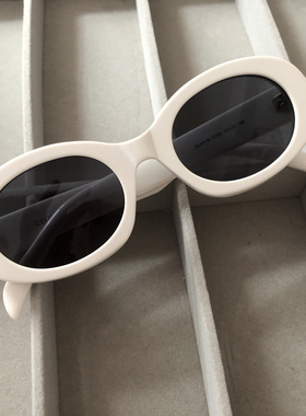 快抢清货今天特价一副奶白米黄色女太阳眼镜墨镜椭圆洋气精致小框