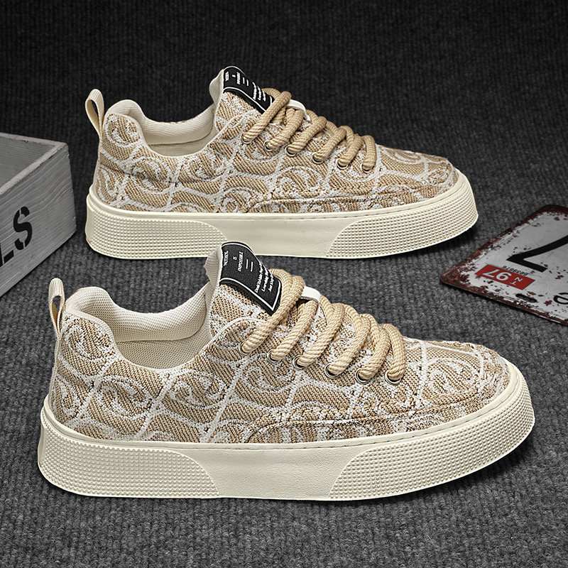 国潮祥云男士板鞋新款印花刺绣布面休闲鞋透气软底潮流运动潮鞋男,淘宝优惠券,粉丝福利购,淘宝优惠卷