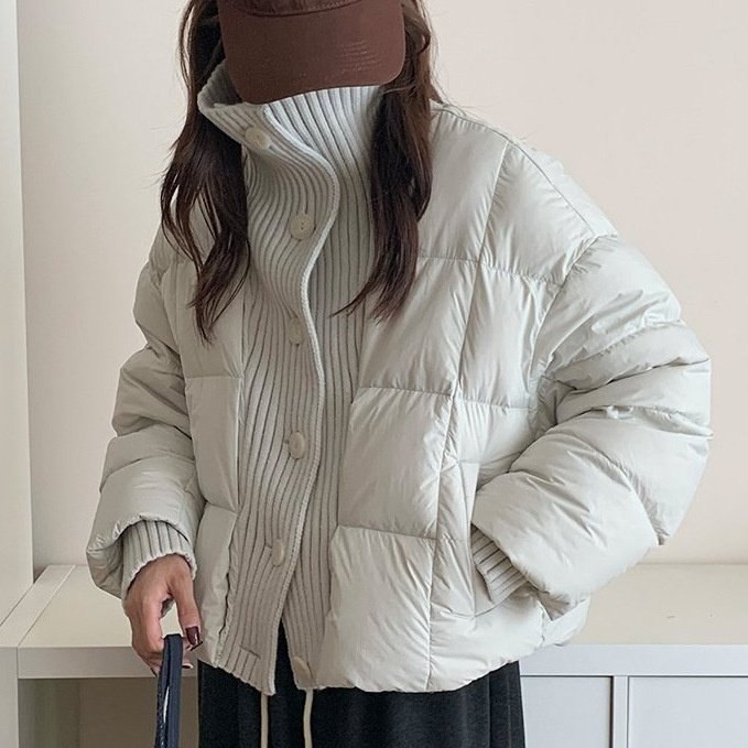 法式感针织拼接短款棉服女装设计感加厚面包服洋气外套冬季,淘宝优惠券,粉丝福利购,淘宝优惠卷