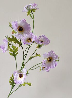 仿真高品质莫奈多头银莲花 高档仿真花 拍摄道具客厅花艺落地摆件