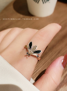 钛钢不易褪色小蜜蜂戒指时尚网