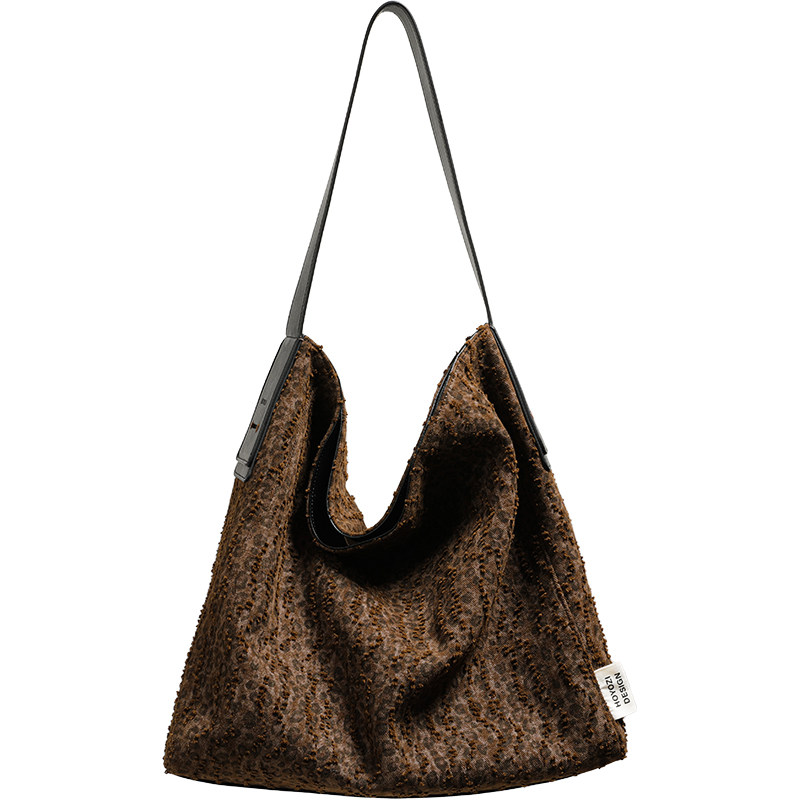 【小优家包包】HOYOZI真皮豹纹帆布单肩大包包女2025秋新款托特,淘宝优惠券,粉丝福利购,淘宝优惠卷