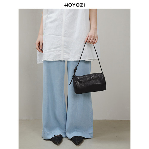 【小优家包包】HOYOZI玛黑旅人 头层牛皮笔筒腋下包女高级感精致 - 图0