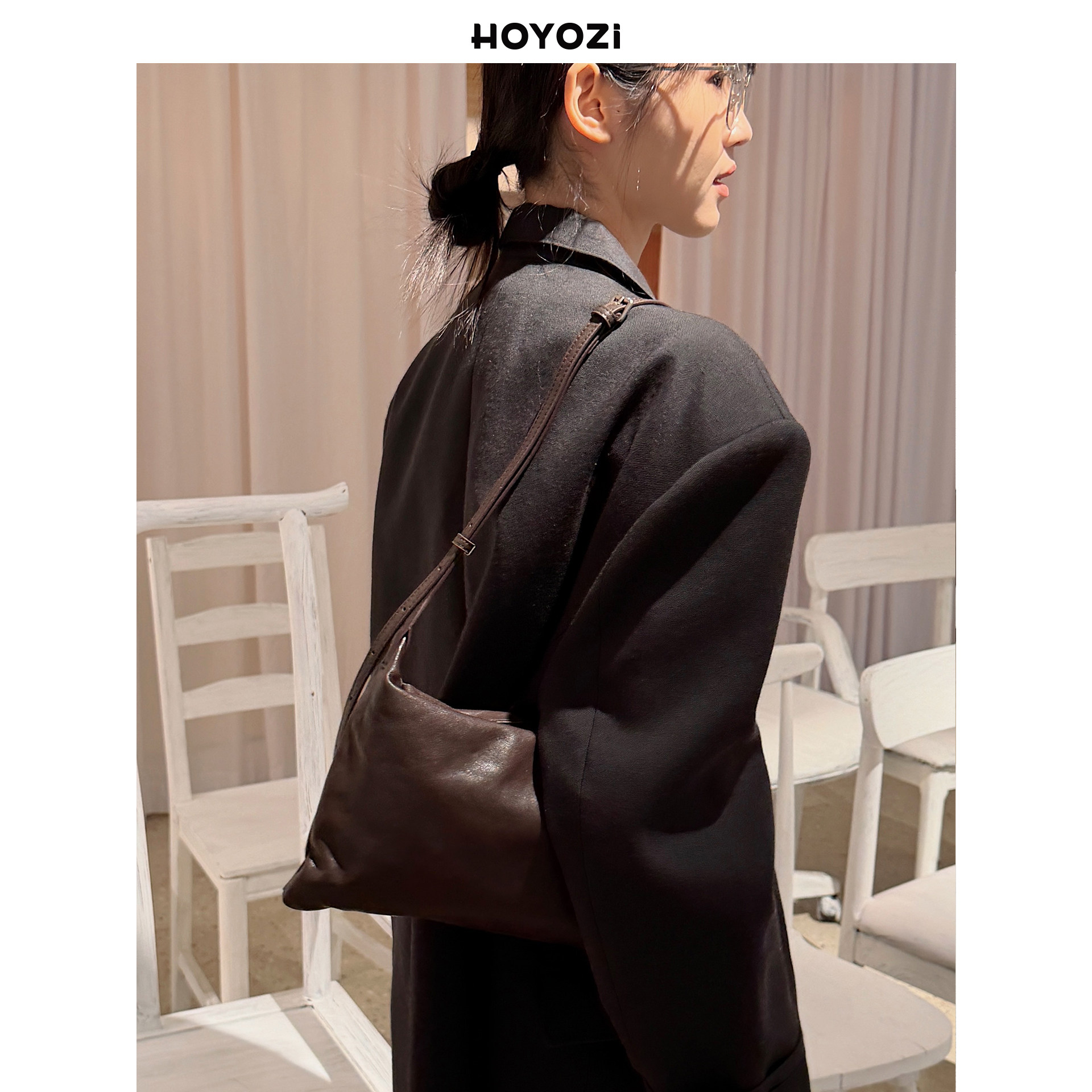 【小优家包包】HOYOZI植鞣真皮腋下包包女式2025新款手机单肩斜挎,淘宝优惠券,粉丝福利购,淘宝优惠卷