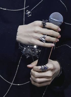 黄星Eliot花咏同款黑白蝴蝶3尖刺开口戒指Desire4 星有千千邱鼎杰