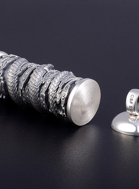 可刻字泰银霸气风装东西龙柱吊坠