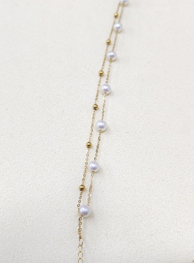 5-6mm天然淡水珍珠满天星18k金珍珠项链日常简约百搭清新风格